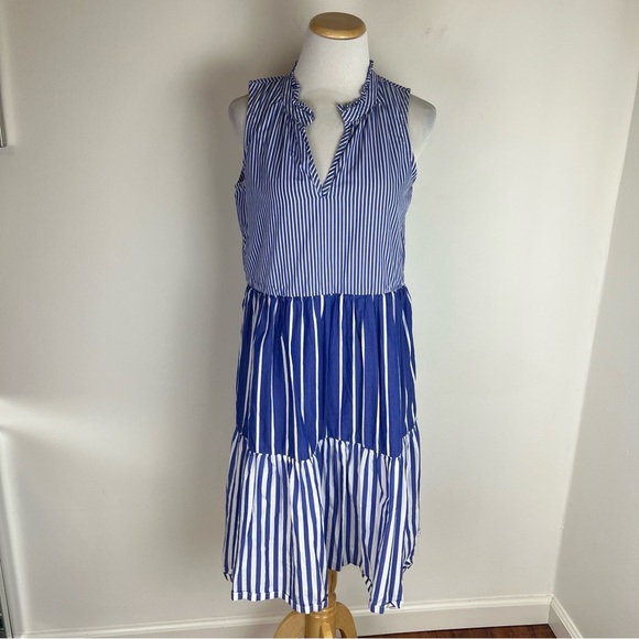 J. CREW Sleeveless tiered popover dress in mixed stripe Size S 100% Cotton - Picture 2 of 5